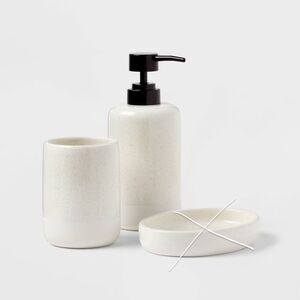 2pc Modern Coordinate Bathroom Set Ceramic Soap Dispenser and Bath Tumbler